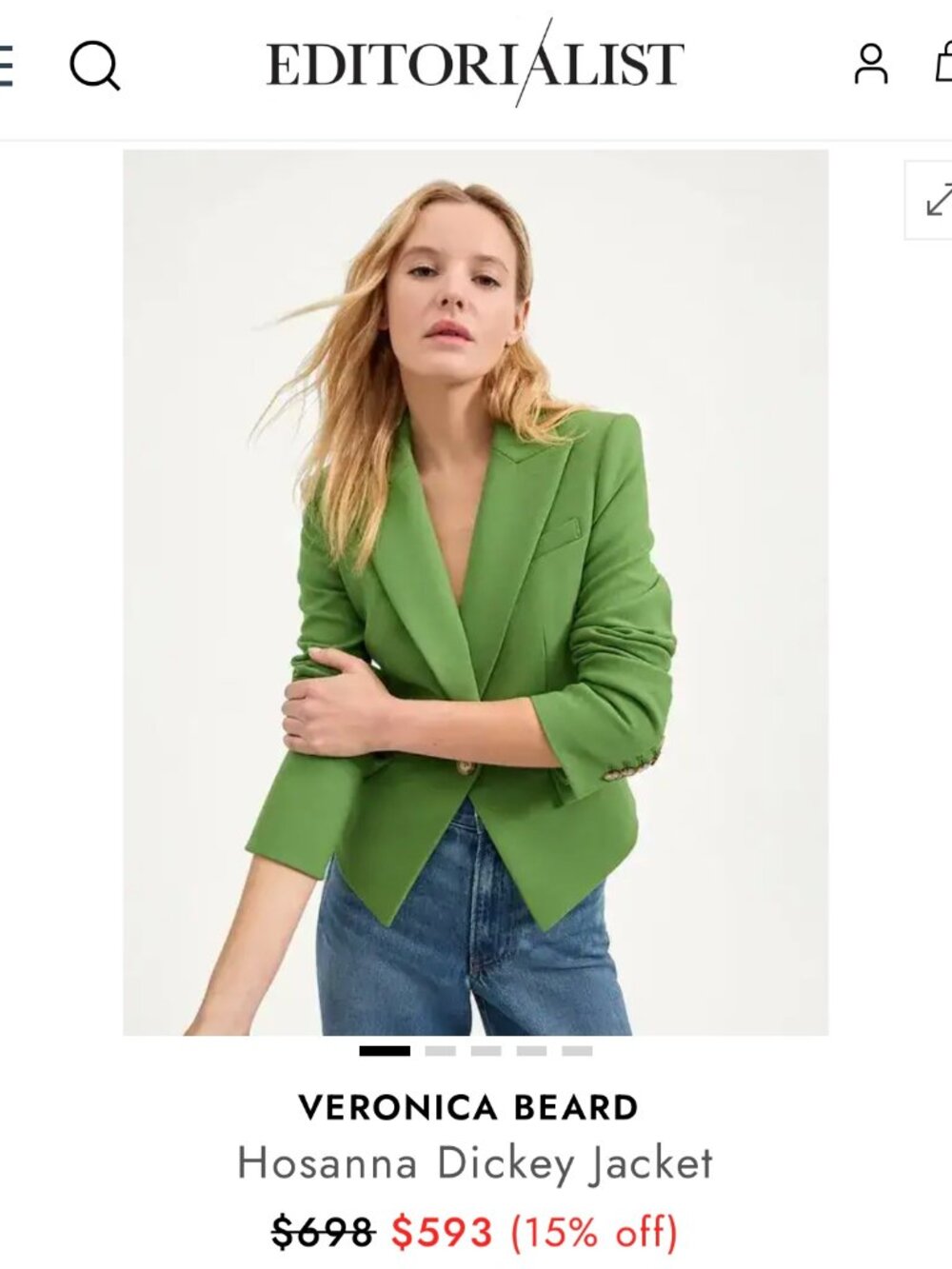 Veronica Beard Hosanna Dickey Jacket (Lemongrass, Size 2)
